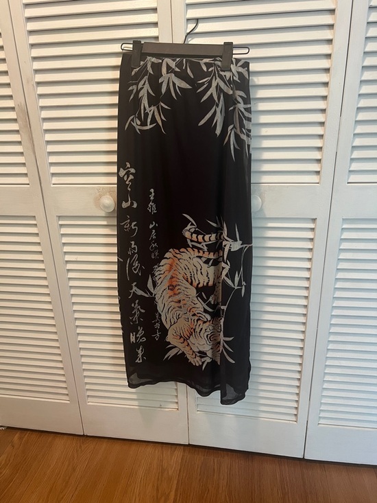 Vintage Maxi Tiger Print Skirt Dresses & Skirts - #1836** Black Tiger Print Maxi Skirt